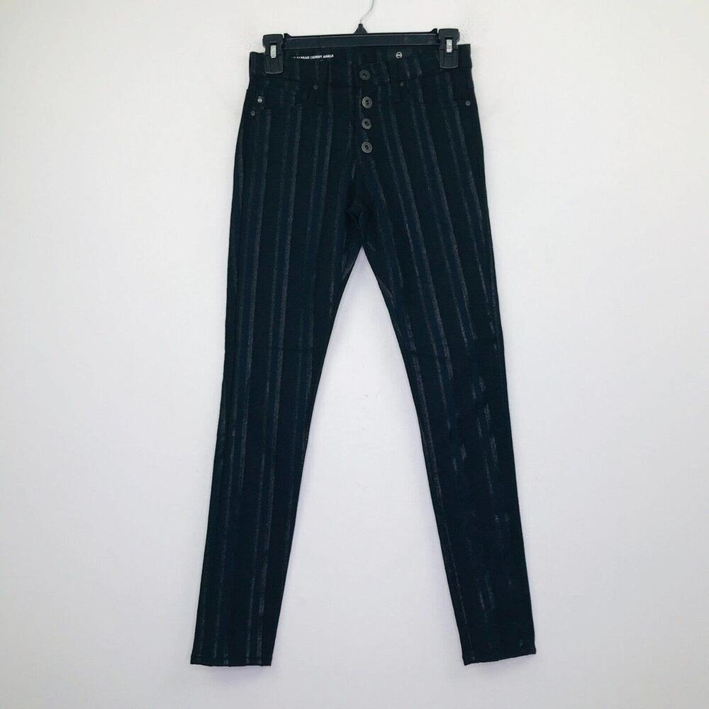 Adriano Goldschmied Women 24 Jeans Black Stripe Farrah Skinny Ankle NWT Flaw BL5